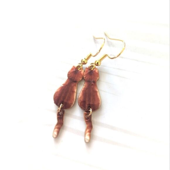 Orange Tabby Cat Earrings   - Picture 7 of 7